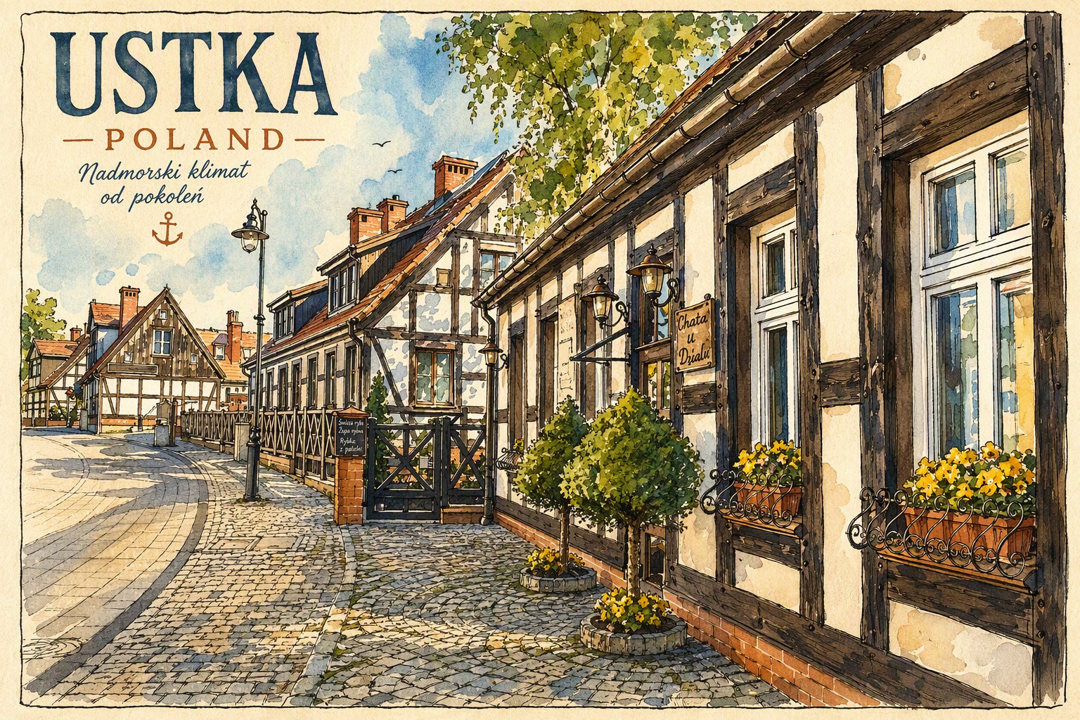 Uliczka w Ustce - akwarela, Nieruchomości Ustka